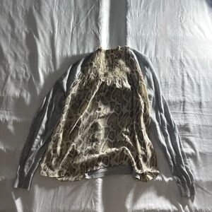 Zara Cream Leopard-Print Front with Gray Sleeves